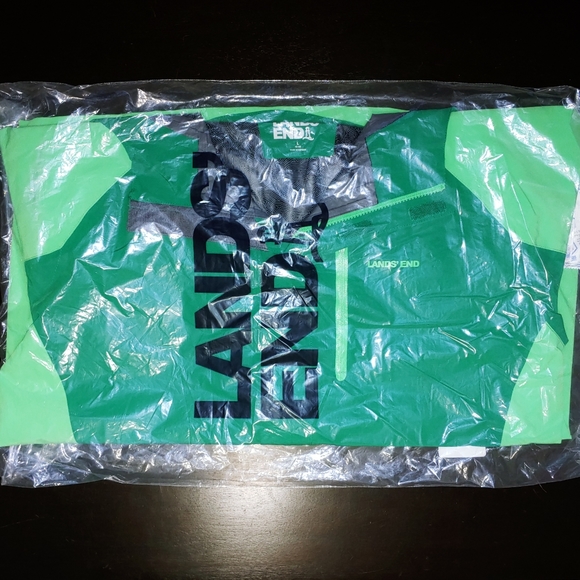 Land's Mens Waterproof Packable Rain Jacket Green Rain coat windbreaker size L - Picture 10 of 11